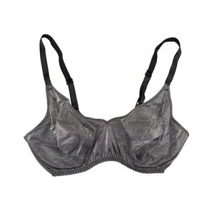Vtg Lily of France Metallic Silver Black Underwire Bra Unlined 1899 Womens 36D